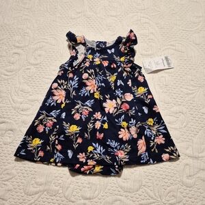 Carter's girls 3 months navy with floral print dress attached bodysuit NWT